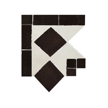 Mosaic House Moroccan tile Dfira MDV Corner 6-1 Black White  zellige, mosaic, zellij, border, glaze, simple, traditonal 